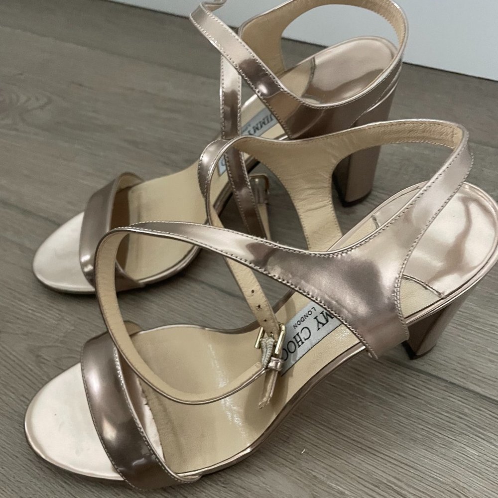 Like New Jimmy Choo Gold Heeled Sandals (Size 40)